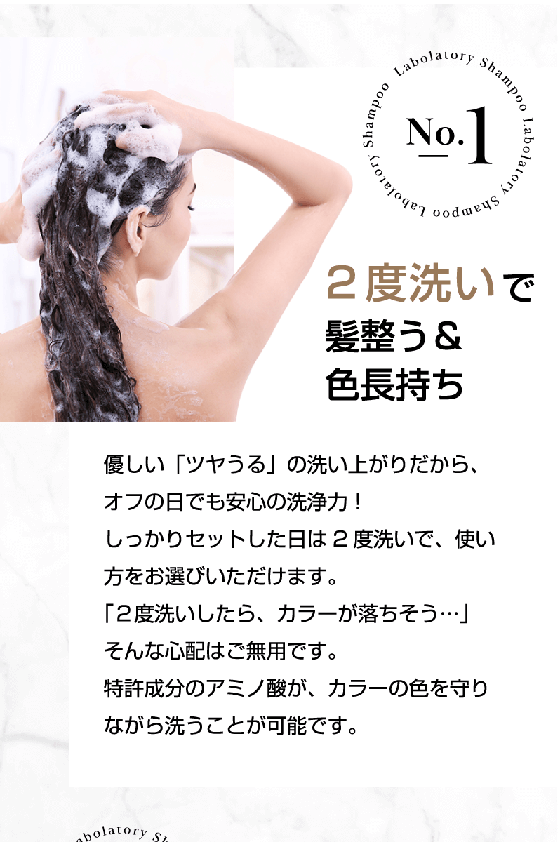 No.1 2度洗いで髪整う＆色長持ち
